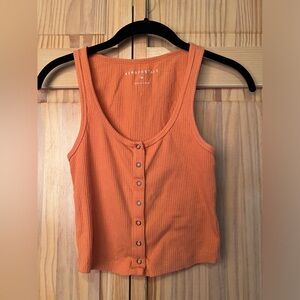 Aeropostale ribbed snap front orange tank size medium